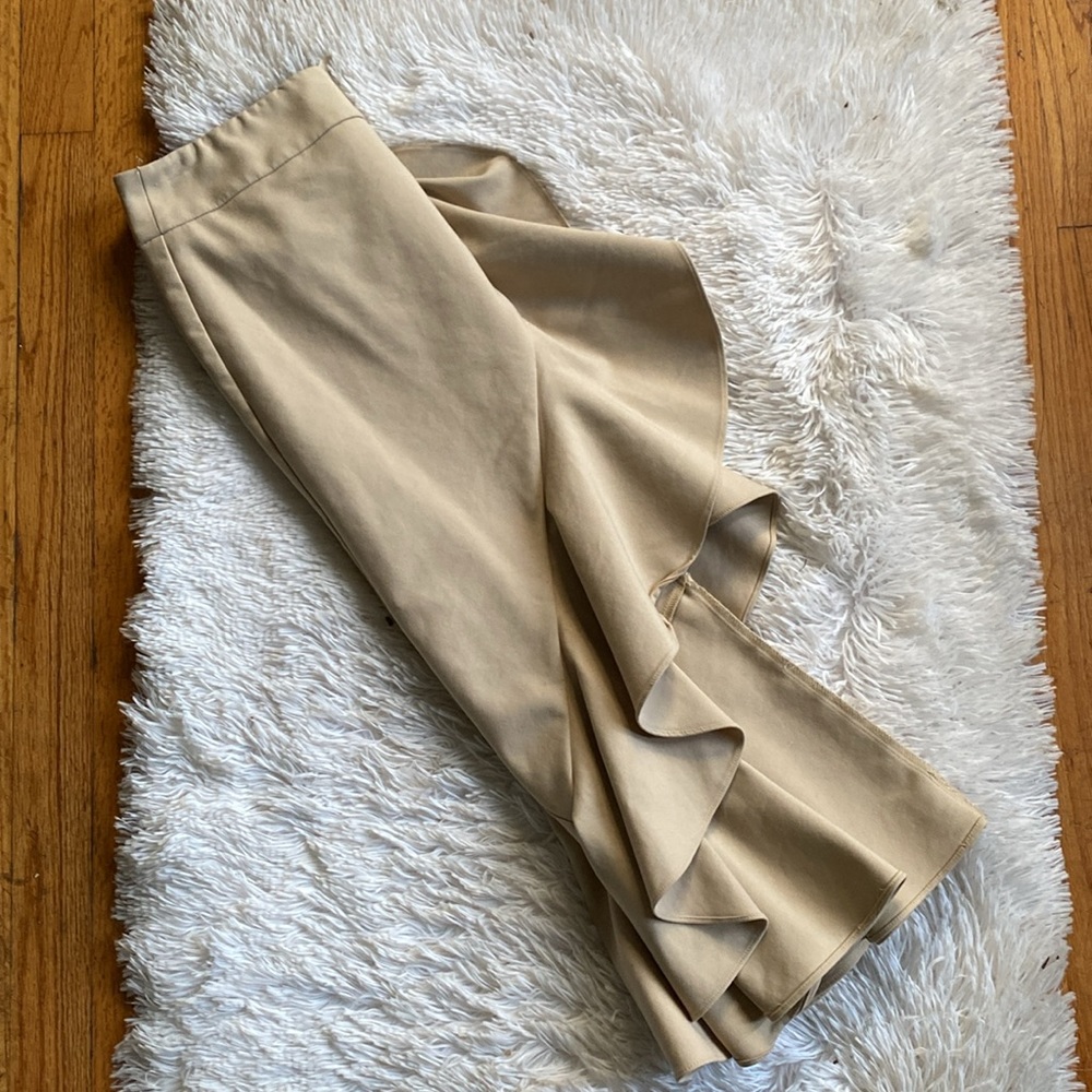7th Avenue khaki  high low ruffles casual summer work midi skirt, size 4 - Picture 6 of 9